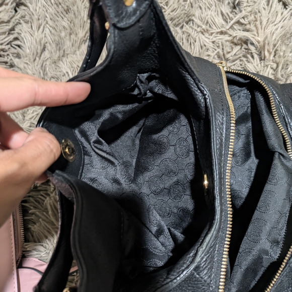 Michael Kors Black Leather Shoulder Bag with Gold Accents - Picture 14 of 14